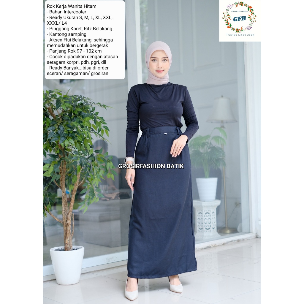 ROK KERJA WANITA WARNA HITAM A LINE / ROK SERAGAM GURU PNS ASN PPPK WANITA TERBARU DAN TERMURAH BISA