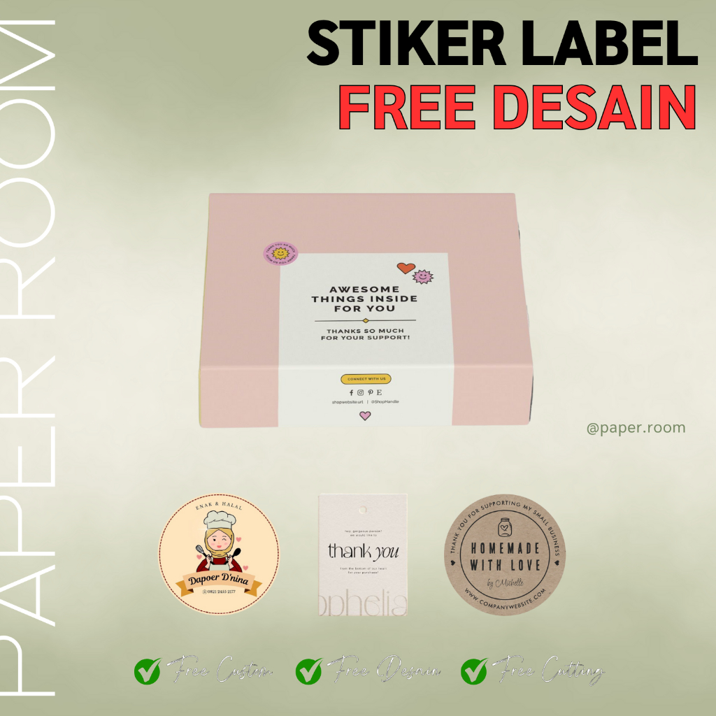 Stiker Label CUSTOM | Label Stiker | Stiker Botol | Stiker Box | Stiker Kromo, Vinyl, Transparan