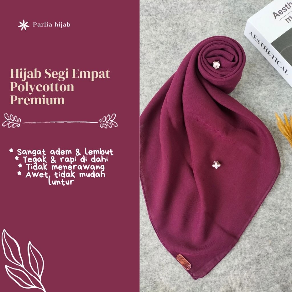 [PREMIUM] Jilbab Bella Square Polycotton Magenta-Segi Empat Tegak di Dahi & Tidak Terawang-Bella Squ