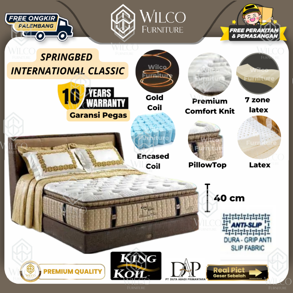 Springbed Matras King Koil International Classic/Kasur Latex King Koil - 100 x 200