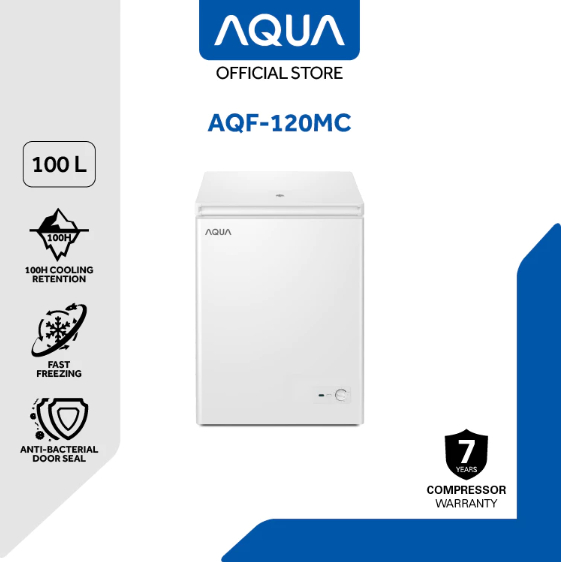 AQUA Chest Freezer 100 Liter AQF 120 MC Kapasitas 100L Putih