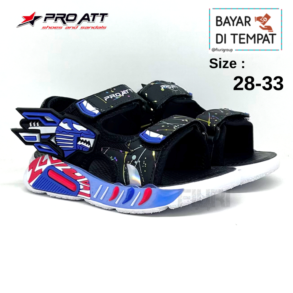 FIURI - PRO ATT ORIGINAL - SIB 203 V 28-33 HITAM BIRU - SEPATU SANDAL KANVAS SOL KARET ANAK KECIL LA