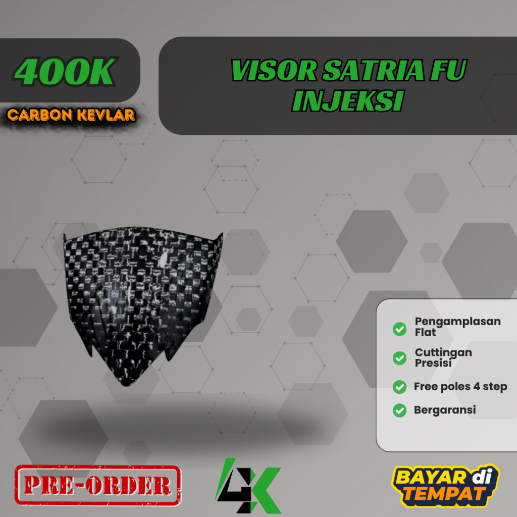 Visor satria FU injeksi Carbon kevlar/ karbon fiber/ motif forged