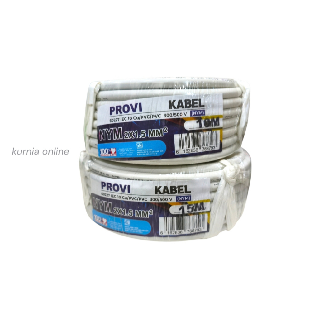 KABEL LISTRIK NYM PROVI FULL TEMBAGA PER 10METER 15METER 1 ROOL 2X1,5 2X2 3X1.5