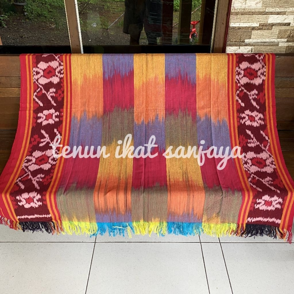 Kain Tenun Blangket Halusan Etnik Warna Pelangi