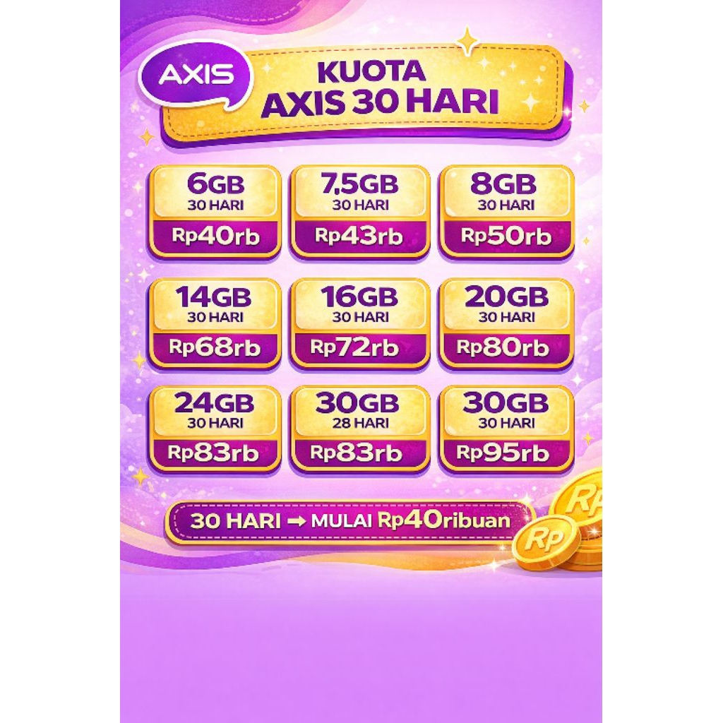 Paket data axis 30 hari - kuota internet stabil - internet cepat