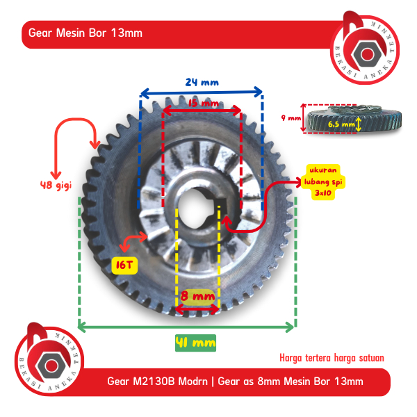 Gear Bor Modern M-2130B Gear bor 13mm MODERN  Gear Gigi modern 13mm M2130B