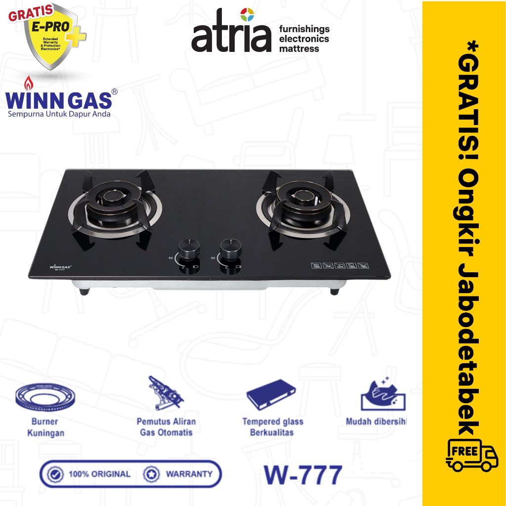 Winn Gas Kompor Gas Tanam 2 Tungku W-777 W777