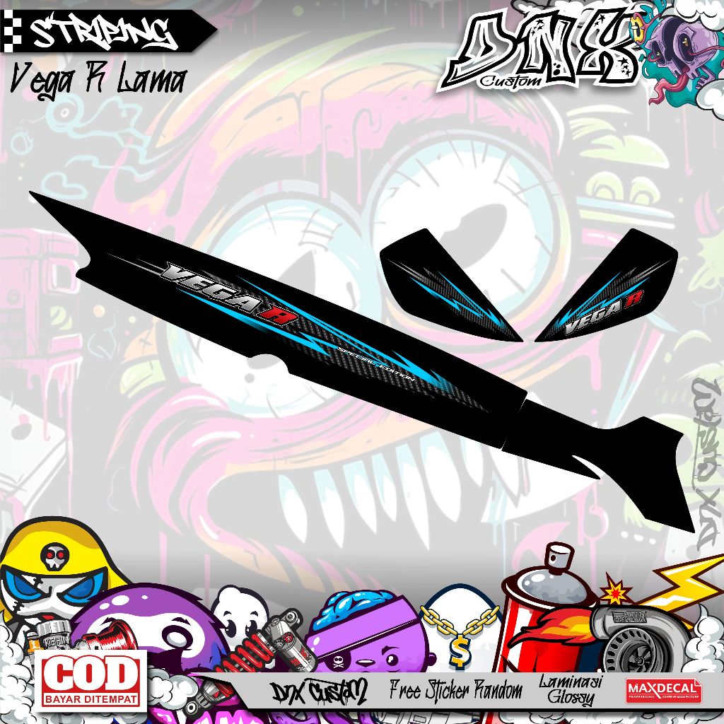 STRIPING STIKER VARIASI YAMAHA VEGA R LAMA VEGA R OLD MOTIF RACING KD9