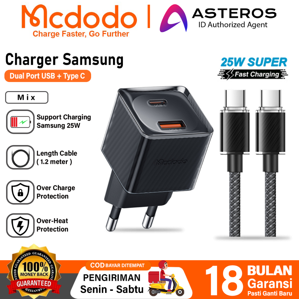 MCDODO Charger Samsung Super Fast Charging PD Type C 25w 45w