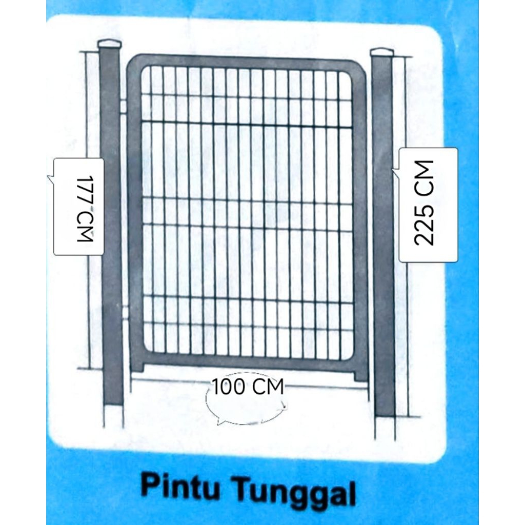 Pintu Pagar BRC Swing Tunggal Tinggi 177 cm x L 100 cm
