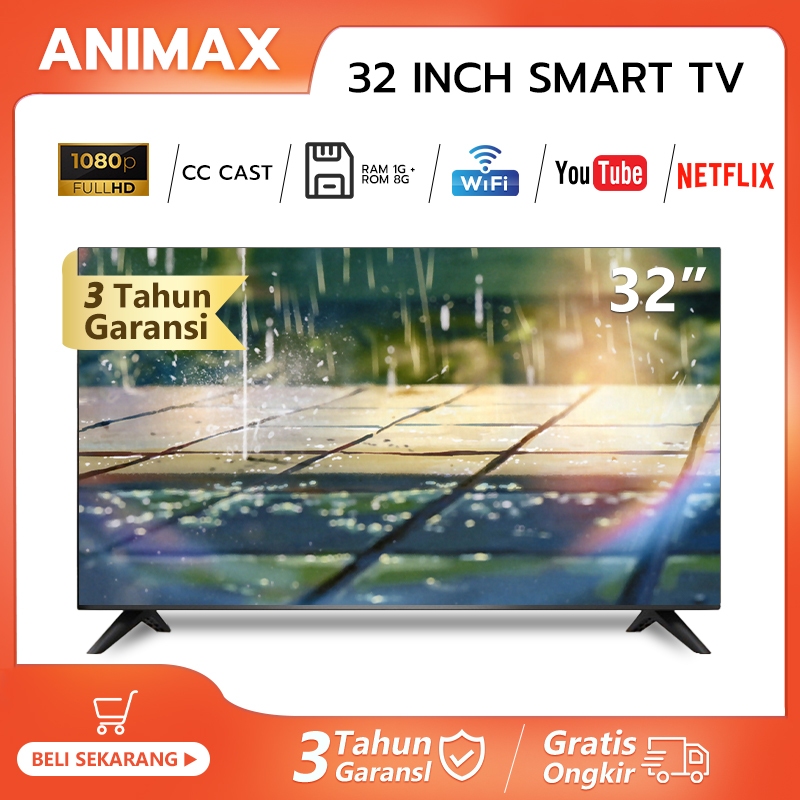 Animax TV Digital 32 inch Smart TV Led 32inch televisi Youtube Web Browser