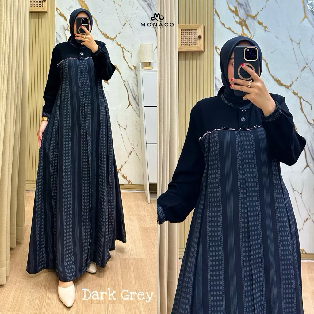 AM - Alora Dress / Gamis Abaya Premium / Abaya Salur Premium / Gamis Hitam Lebaran