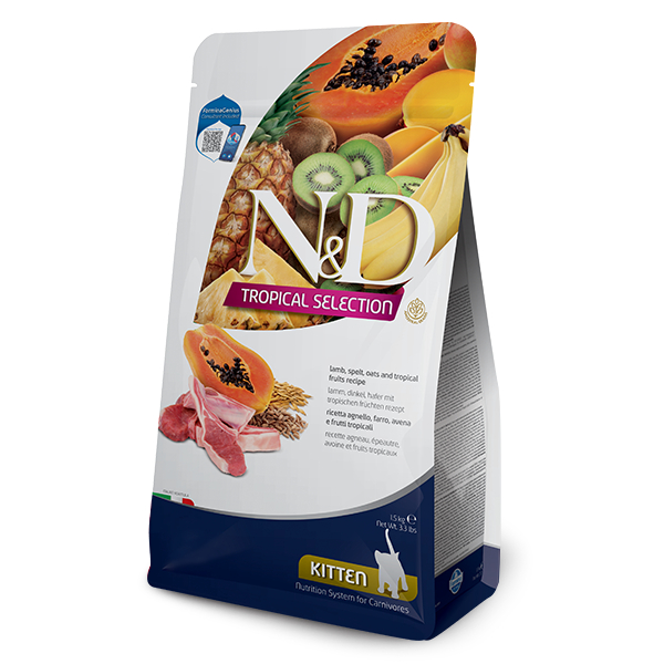 Makanan Kucing - Farmina ND Tropical Kitten Lamb, Spelts, Oats, & Fruits Feline 1.5kg