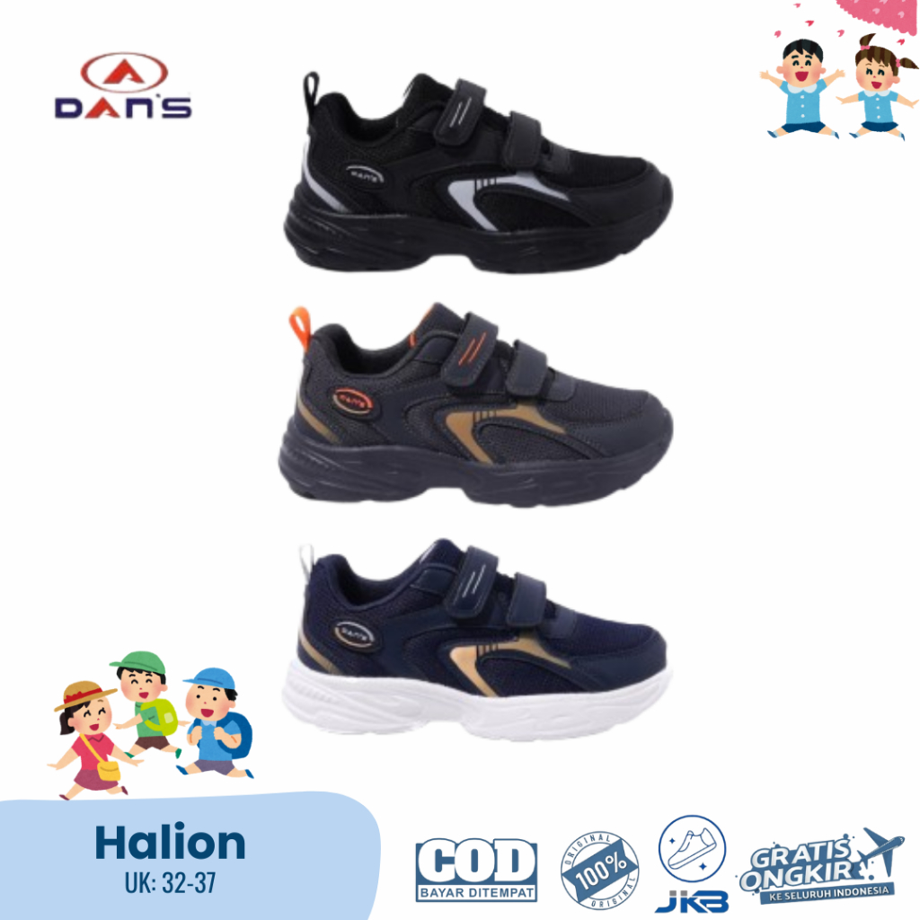 JKB - DANS - Sepatu Anak Laki-Laki - Halion (SD) | Sneakers dengan Sol Empuk & Ringan
