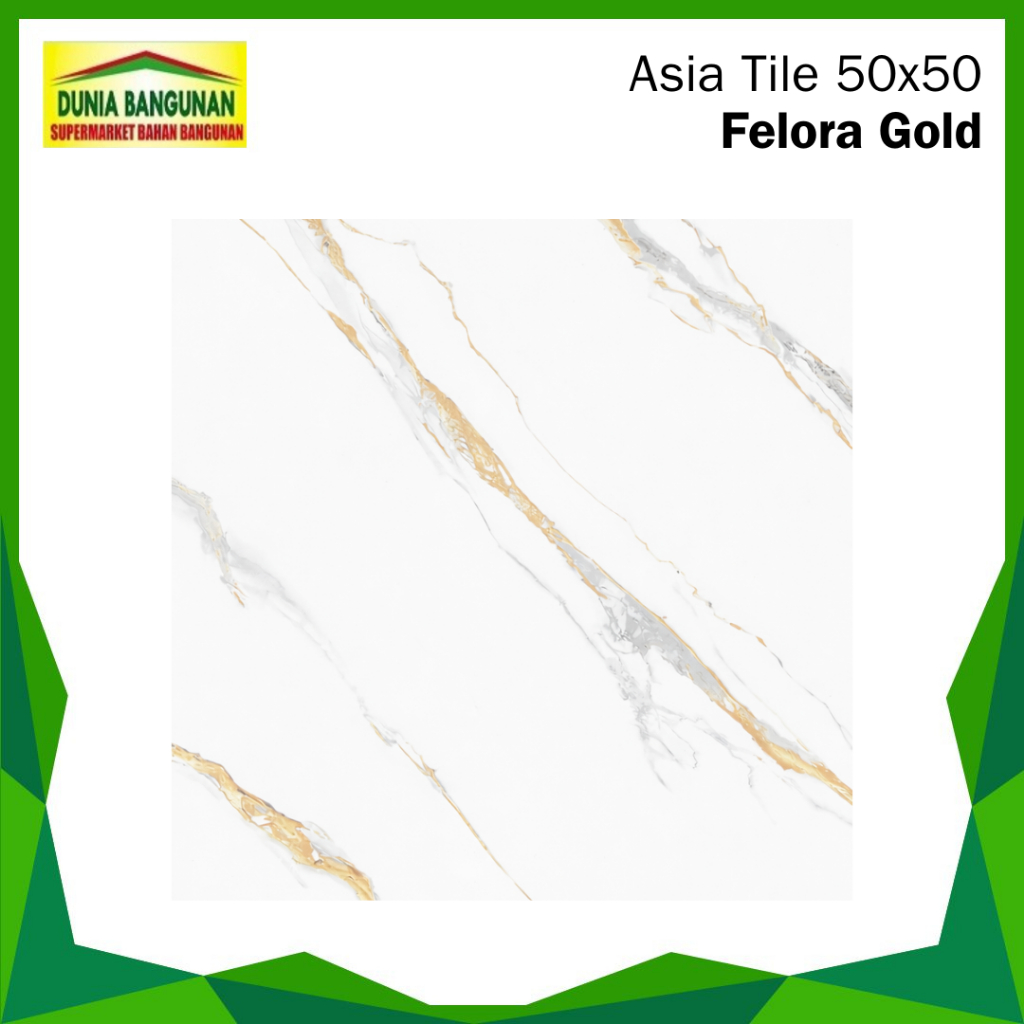 Keramik 50x50 Lantai Glossy Asia Tile Felora Gold Keramik Lantai Glossy Corak Emas