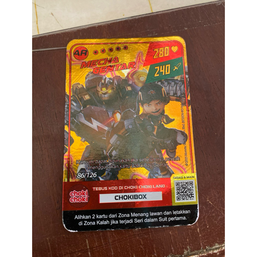 kartu choki-choki, monsta Galaxy card boboiboy macha gentar
