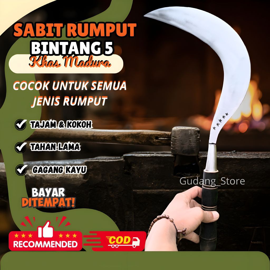 Alat berkebun sabit rumput bintang 5 murni baja