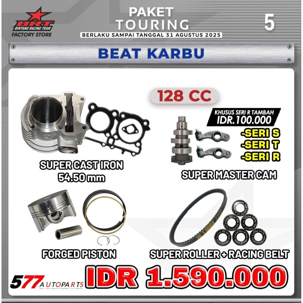 Paket Touring 5 Bore Up 128cc BRT Beat Karbu