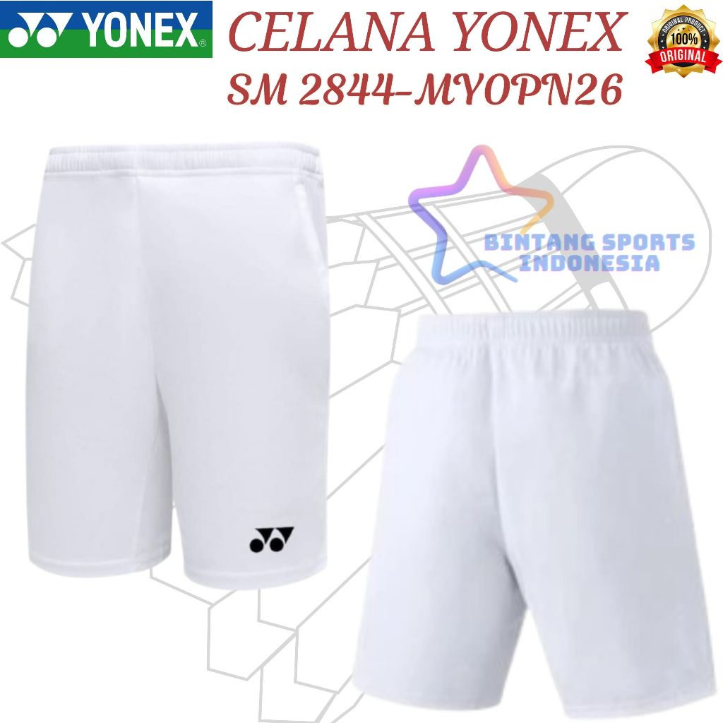 Celana Badminton Yonex Men's Shorts 2844 MYOPN26 - White / Celana Badminton Yonex PUTIH ORIGINAL