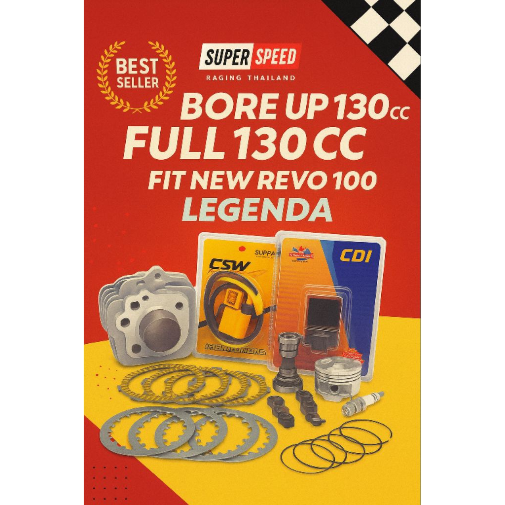Peket Full bore up Blok seher Bore up Suprapit new legenda, revo 100 53mm (130cc), kopling noken as 