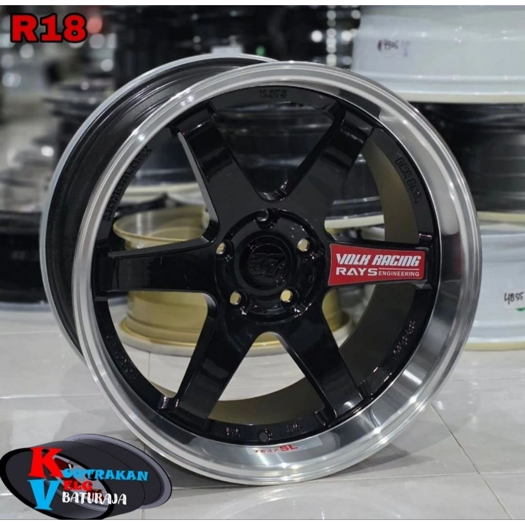 Velg TE37 SL R18 Black Lip Polish 5x114 ( INNOVA ERTIGA RUSH TERIOS XPANDER DLL)