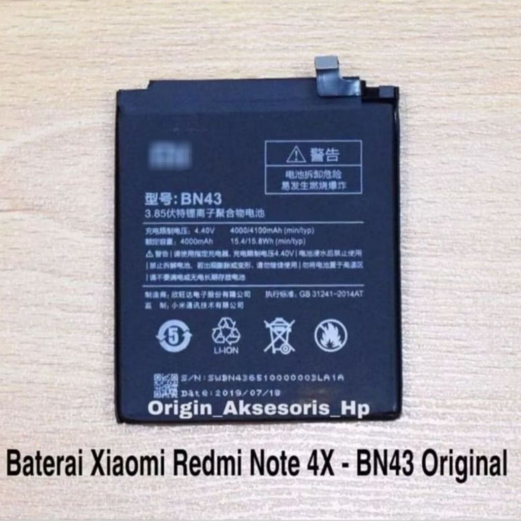 Baterai Batre Battery HP XIAOM REDMI NOTE 4X SNAPDRAGON Model Batrei BN43 BN-43