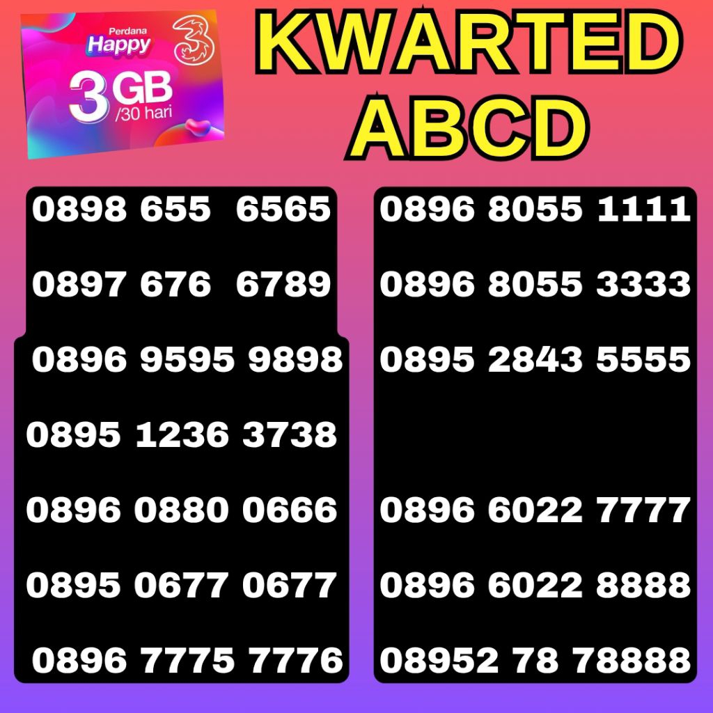 TERMURAH NOMOR CANTIK THREE SUPER ABAB TAHUN LAHIR KARTU PERDANA 3 TRI SUPPORT 4G&5G
