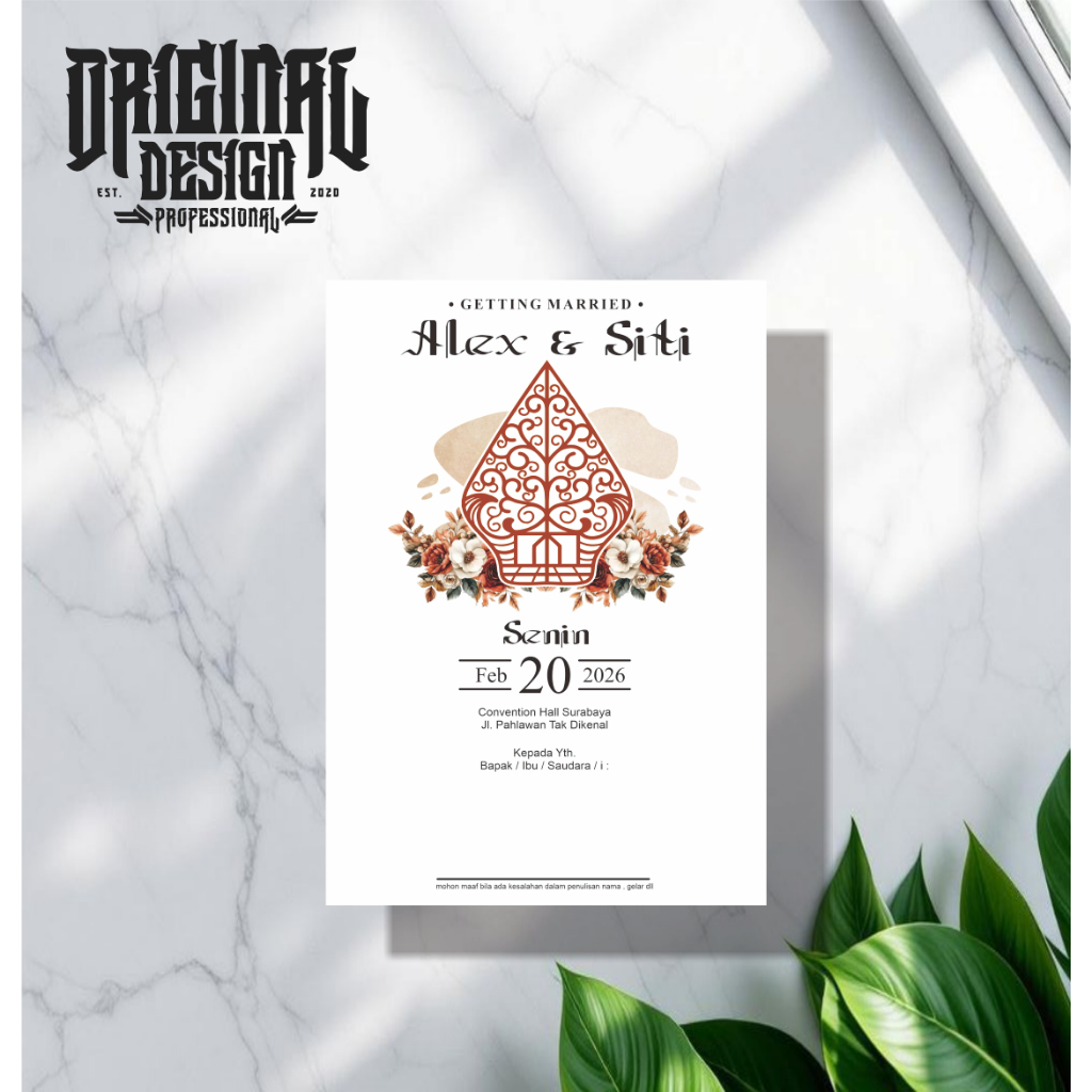 Undangan Pernikahan Elegan Satu Sisi Murah Banget