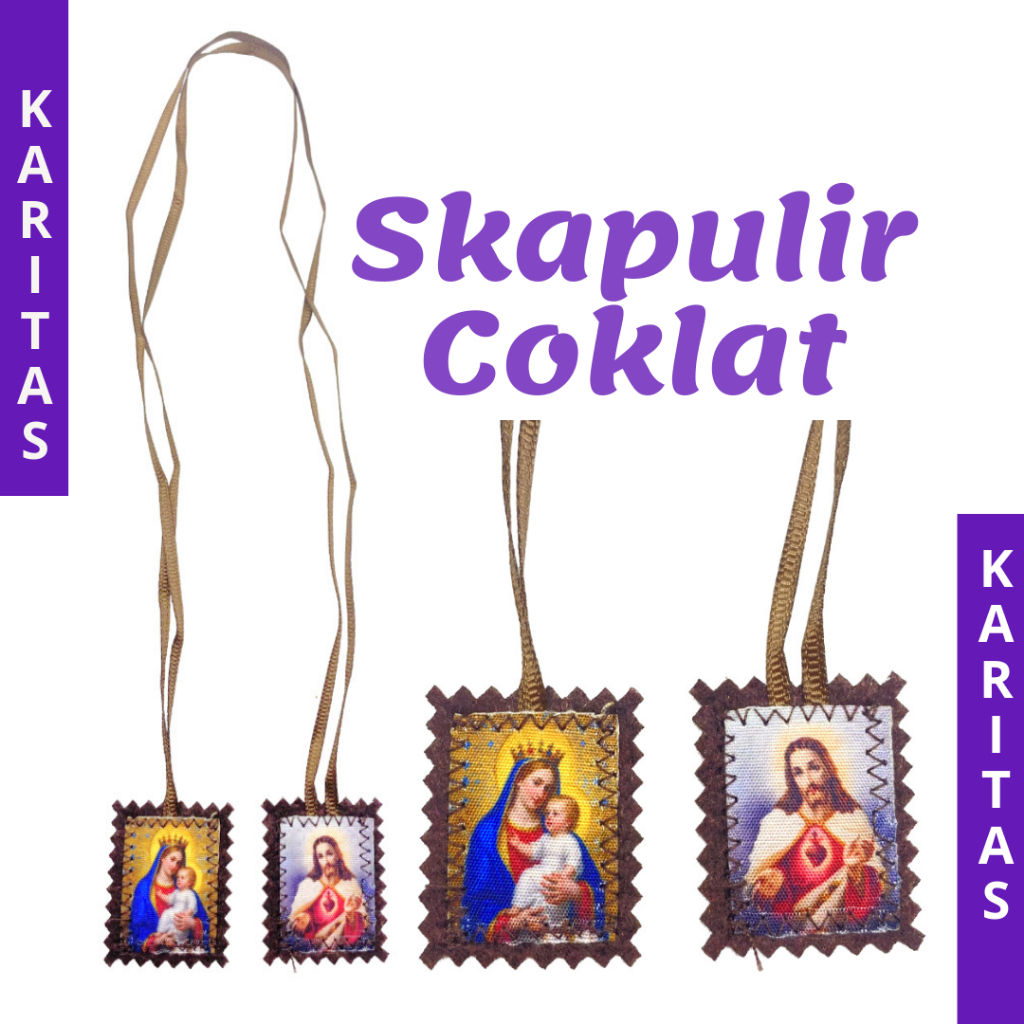 KALUNG SKAPULIR COKLAT GUNUNG KARMEL / ROSARIO SKAPULIR HITAM / SKAPULIR KATOLIK / ROSARIO TALI SKAP
