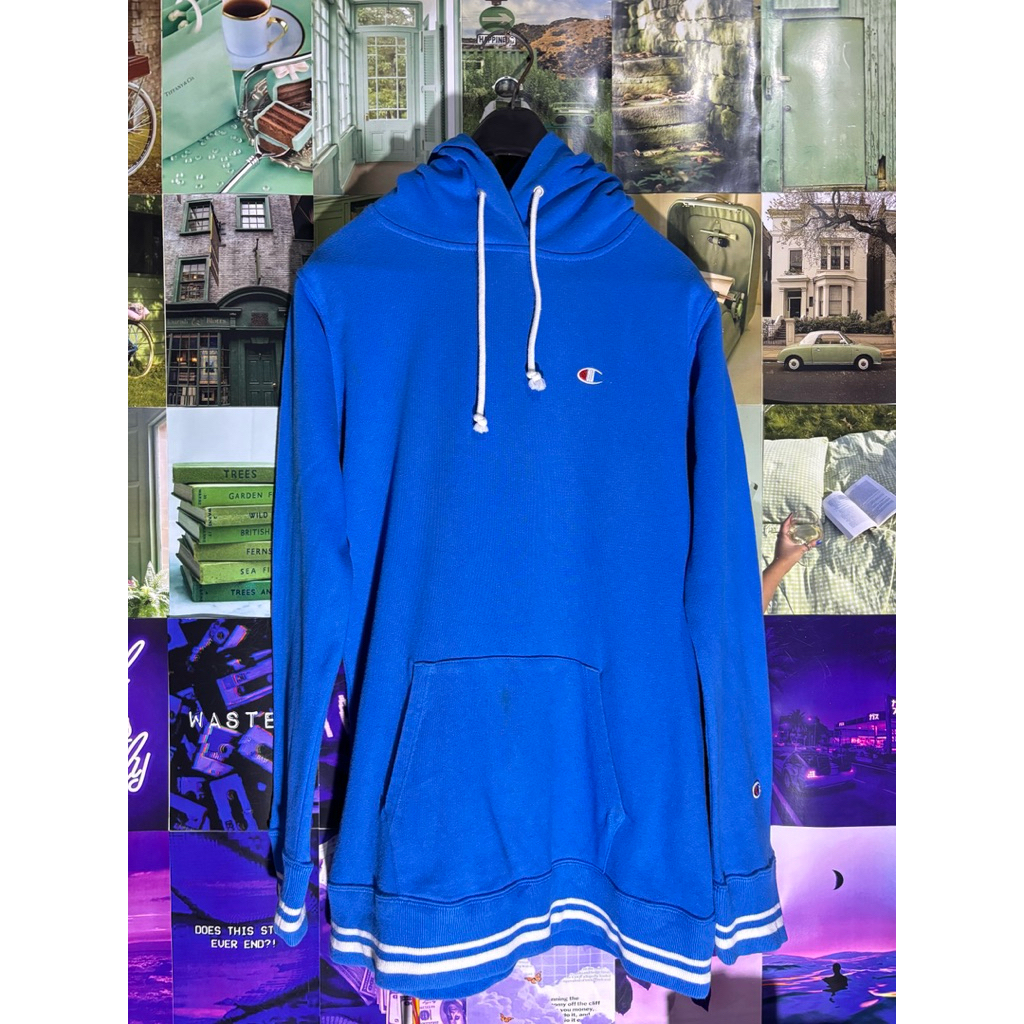 Champion Blue Stripe Essentials Hoodie