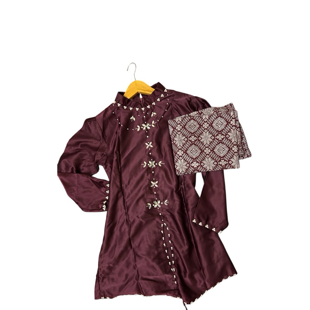 PL Set Kebaya Batik Merah Maroon | Baju Kondangan | Rayya Dress Maxy
