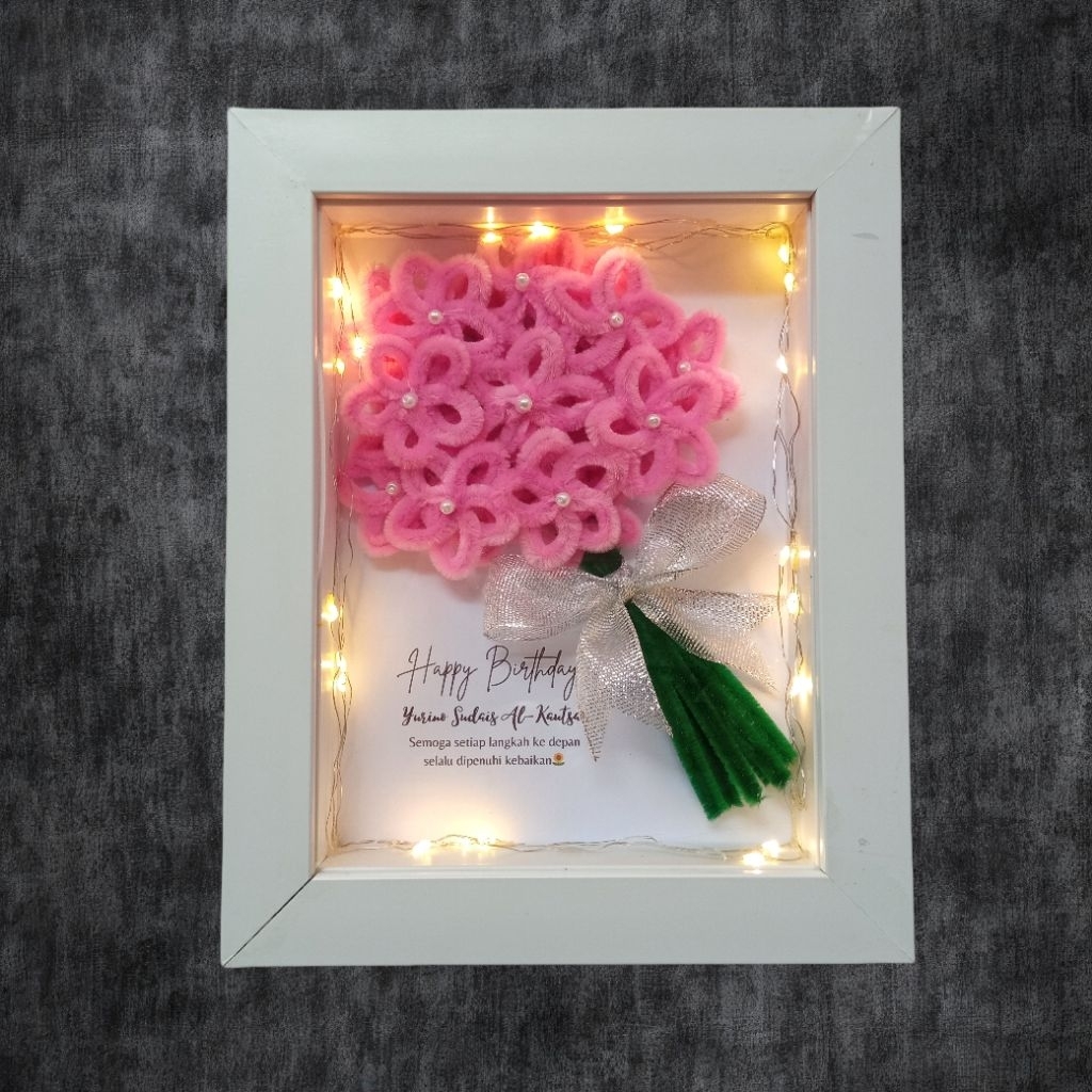 Pop Up Pigura Bunga Free lampu/free bubble wrap (kado untuk teman/pasangan)