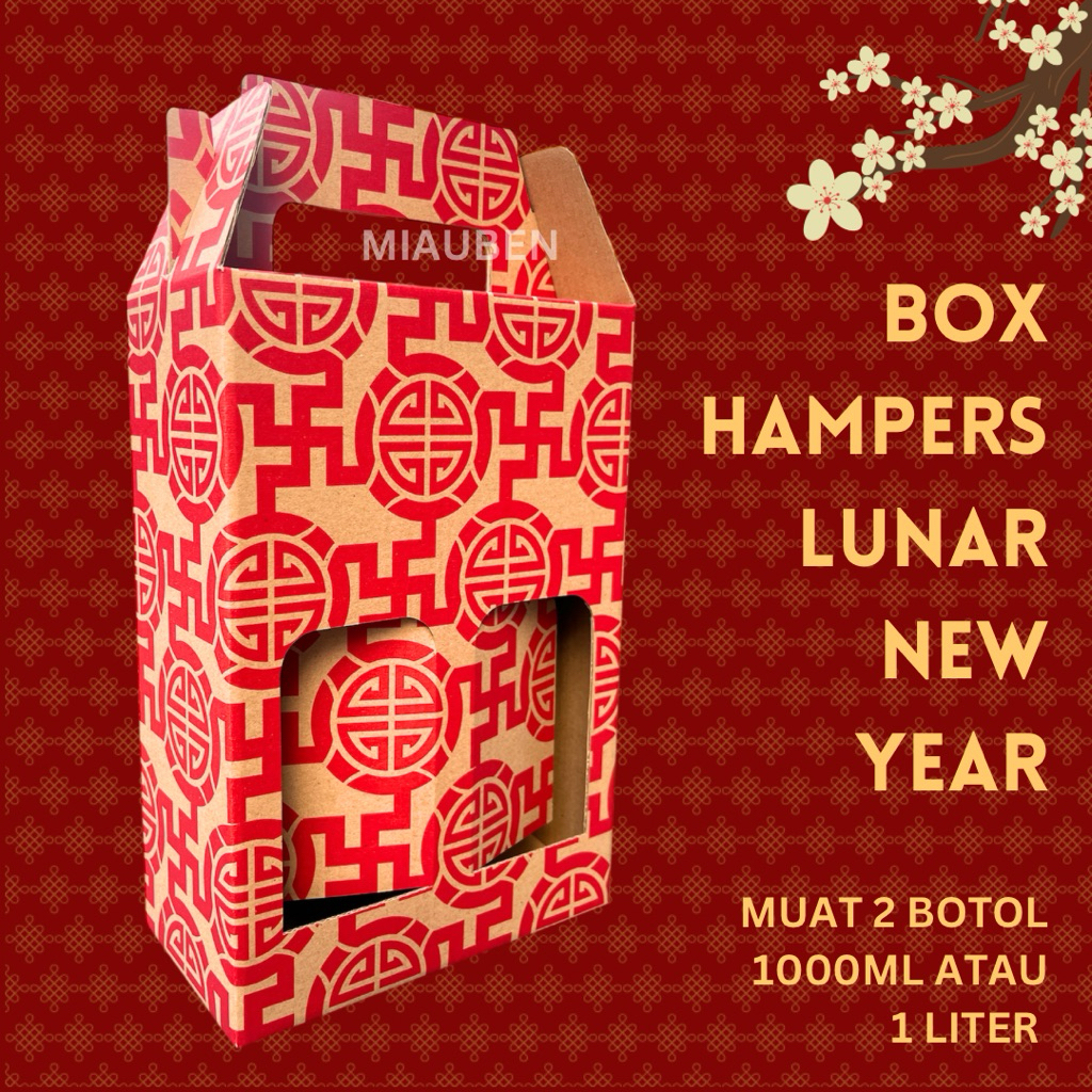 (1pcs) Box hampers muat 2 botol 1000ml kotak hampers botol