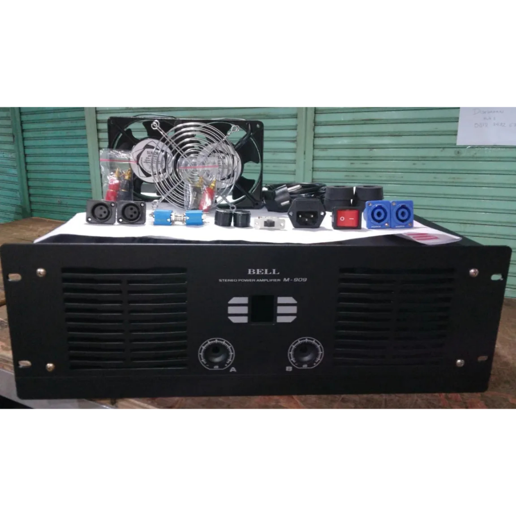 (49cm x 46cm x 15,5cm) Box / Casing Power Amplifier Stereo Bell M-909 + Aksesoris Komplit Kualitas T
