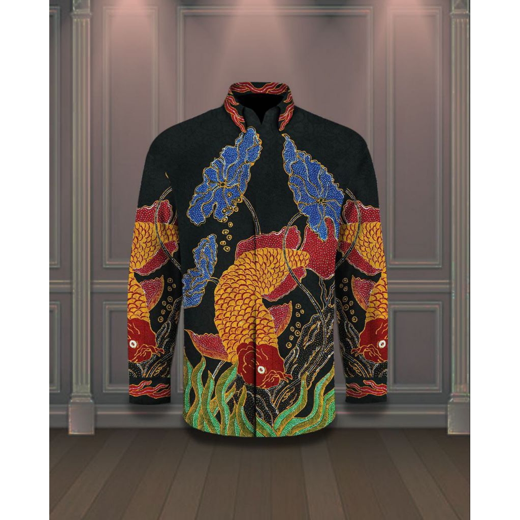 kain batik tulis pria kain batik tulis sutera motif ikan arwana dan koi