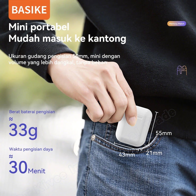 Hot Product (Hot)Basike Headset Bluetooth Tws Wireless Earphone Earbuds Gaming Original Waterproof