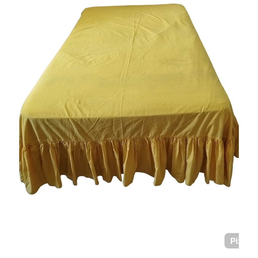 Preloved bed skirt kuning | Single bed size (rok kolong kasur)