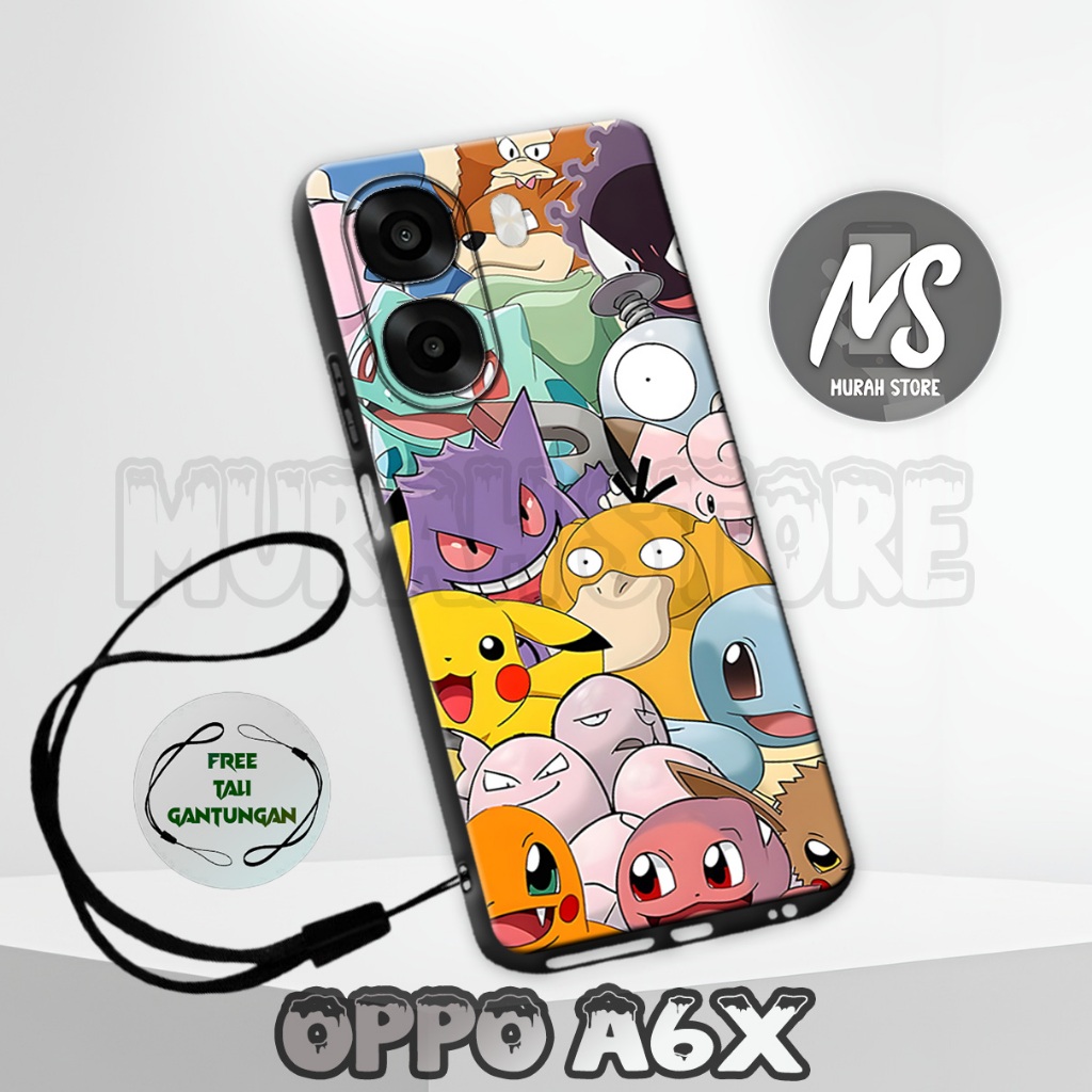 MS53/ Softcase Karet OPPO A6X + TALI GANTUNGAN HP / Motif Pokemon / Case OPPO A6X / Silikon OPPO A6X