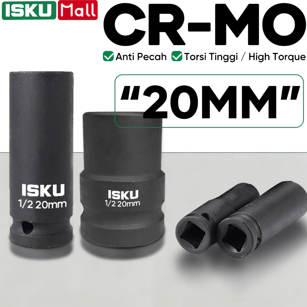 ISKU mata shock 20+20 Pendek Mata Socket Dan Mata Shock Panjang impact Socket Extention 1/2 / Kunci 