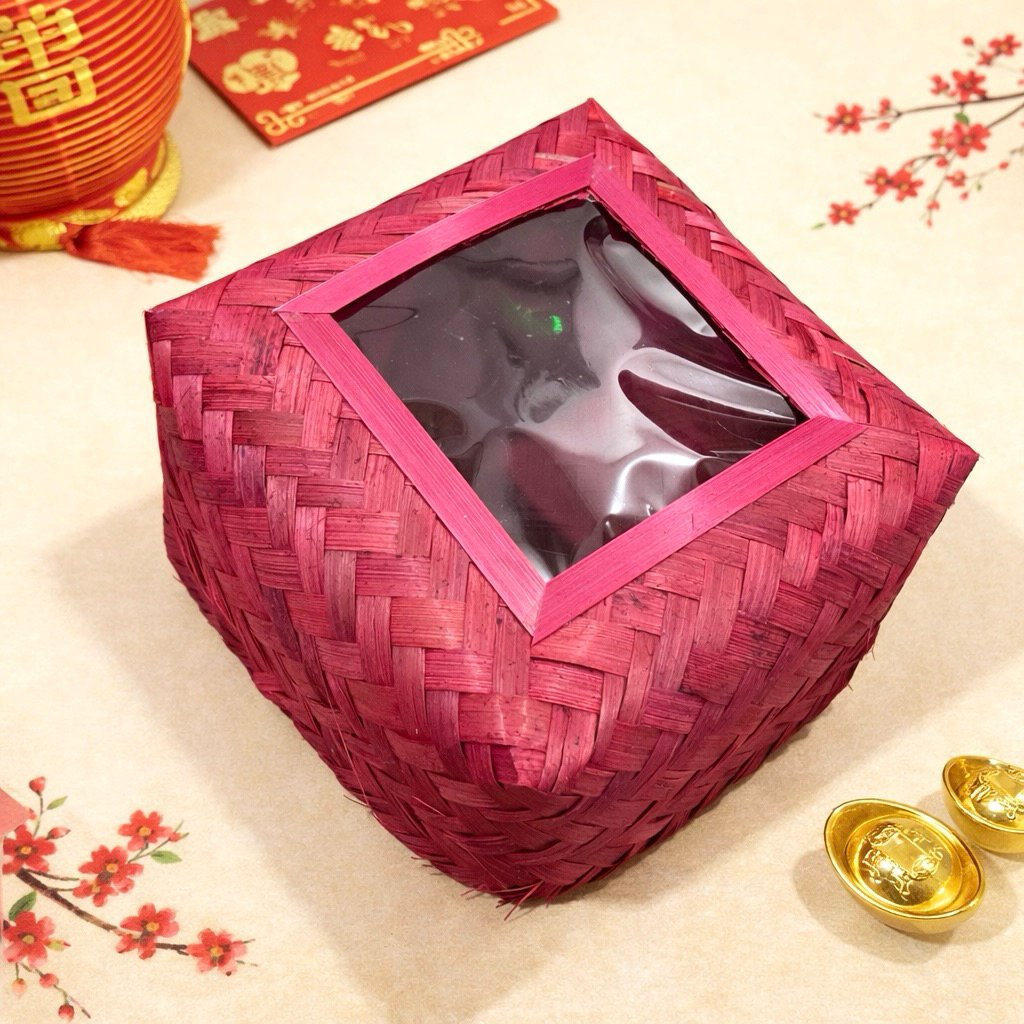 Besek Mika Merah 18x18/ Besek kue hampers/ Besek parcel merah