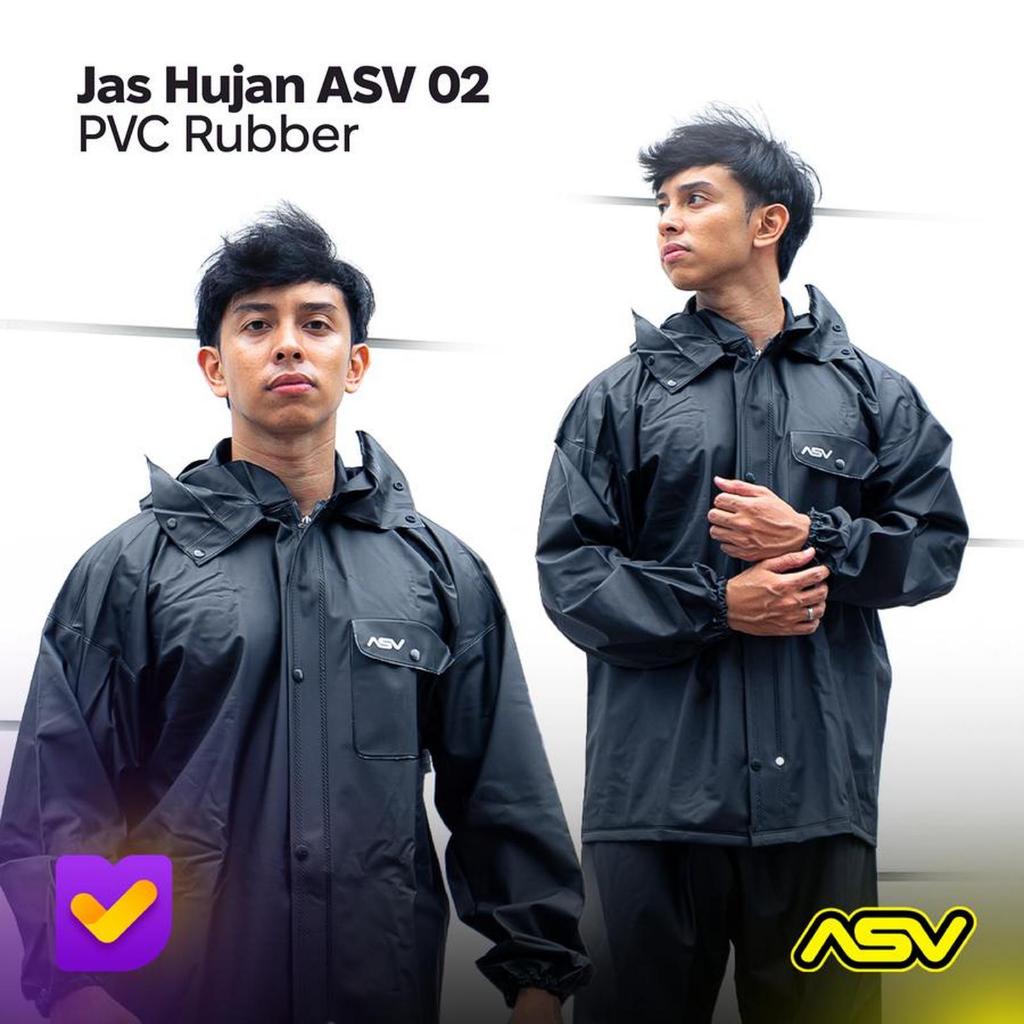 JAS HUJAN ASV 02 BLACK KARET PVC RUBBER