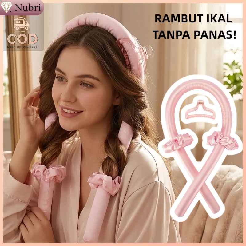 Nubri COD Heatless Curling Rod Headband | Pengeriting Rambut Tanpa Panas | Alat Ikal Rambut Manual |