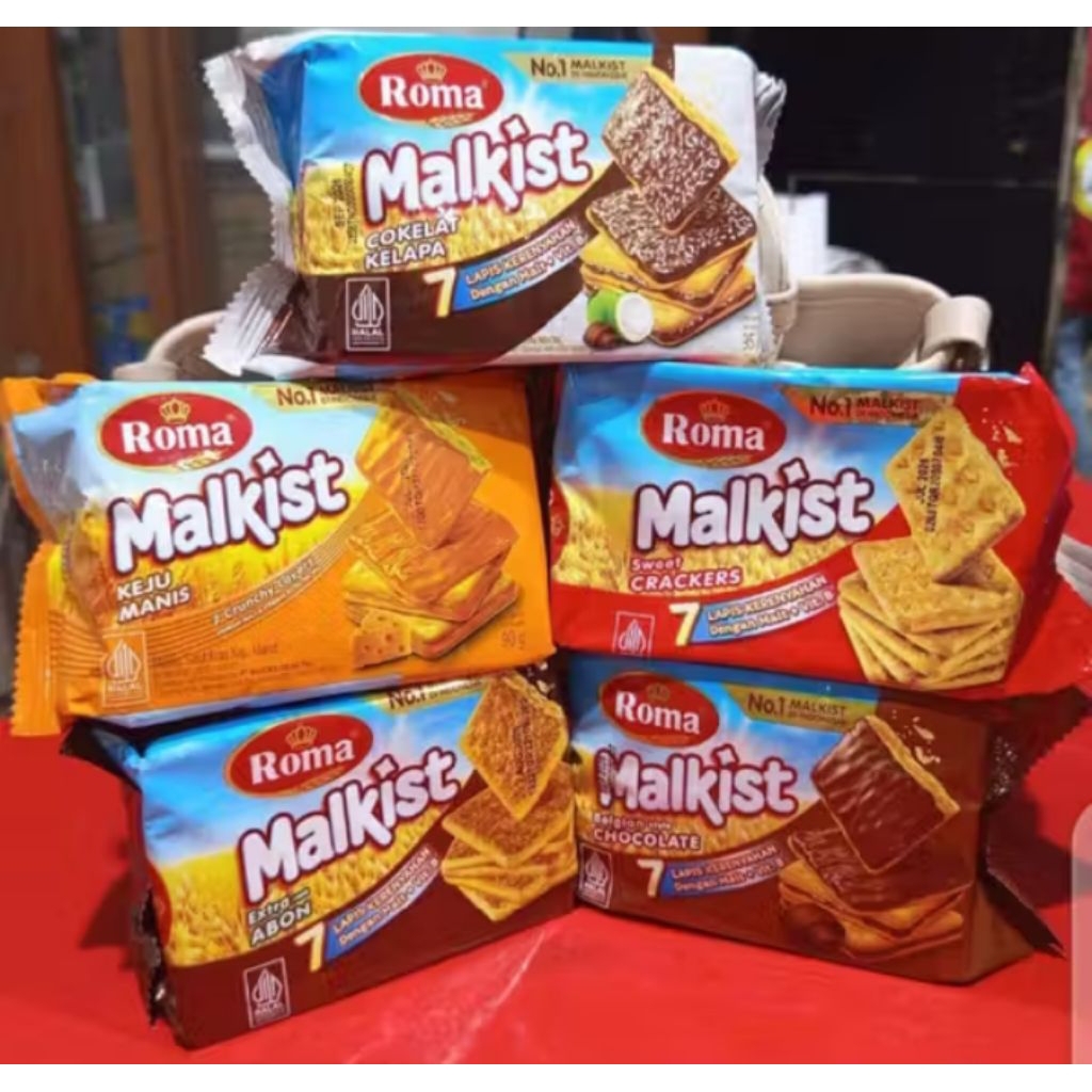 1 dus isi 30 pcs Roma malkist rasa abon/ keju/ coklat/ crackers/ coklat keju harga murah grosir semb