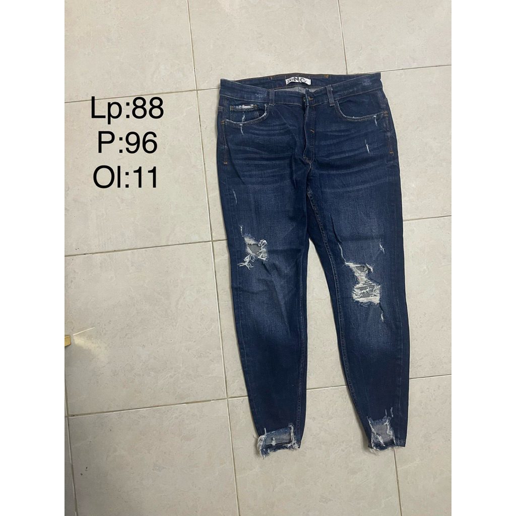 jeans denim ripped skinny fit zara man ukuran 33 34