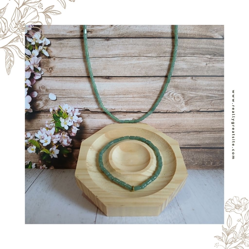 Set Kalung dan Gelang Giok Asli Model Lulutong Icy Jelly