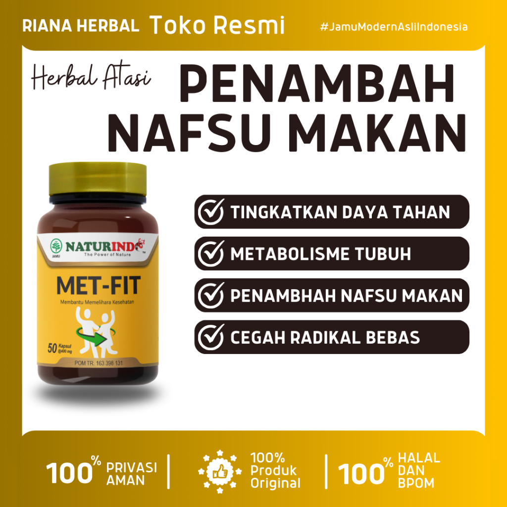 Met Fit Obat Herbal Penambah Nafsu Makan Imun Tubuh Dan Metabolisme Tubuh Naturin