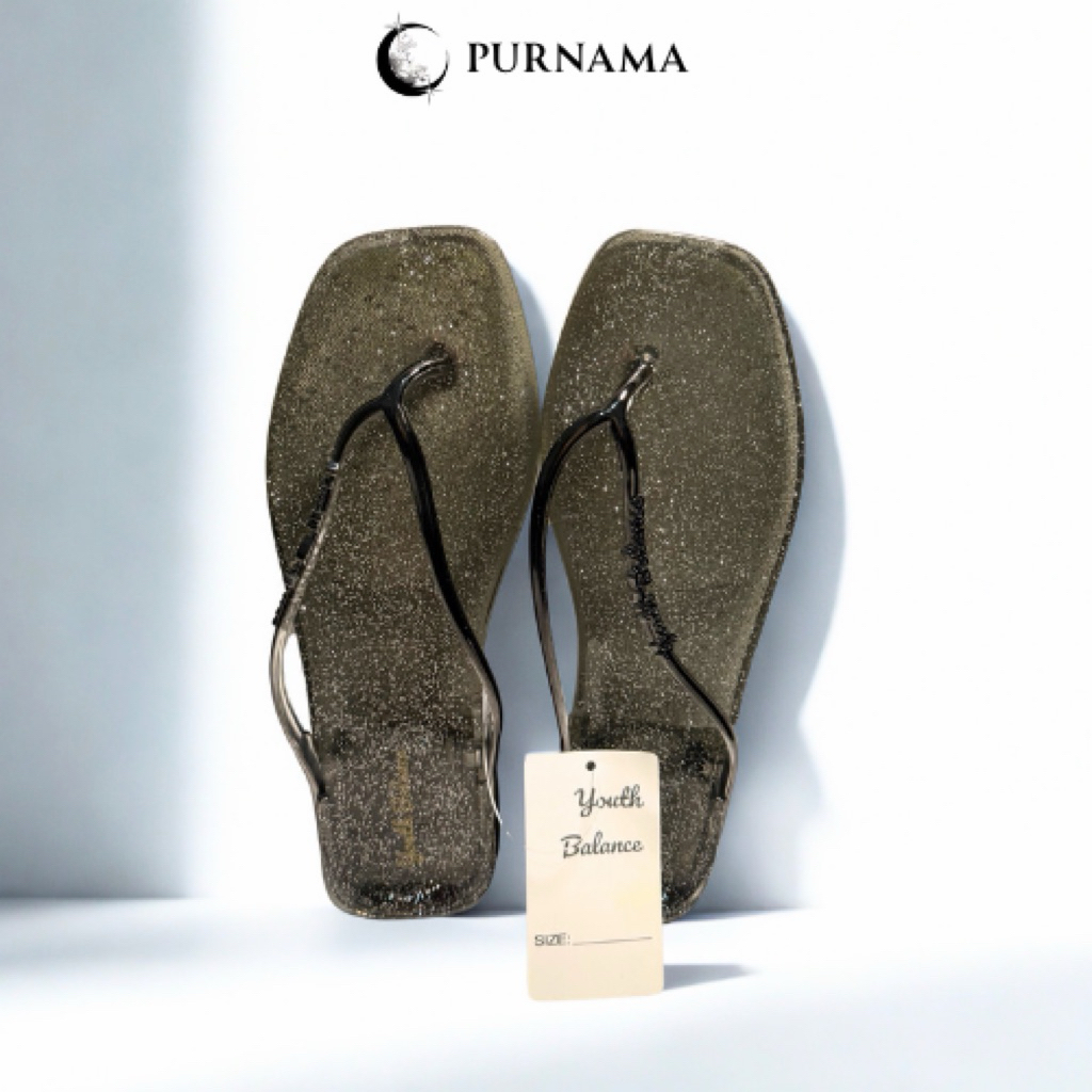 Sandal Wanita Jelly Glitter Transparan Flat | sandal jelly wanita, sandal wanita glitter, sandal tra