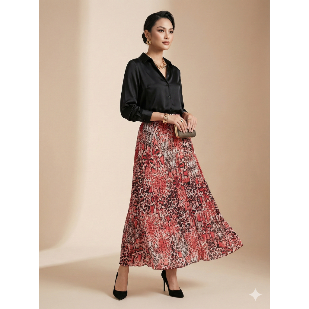 Rok Plisket Printing Motif MONO Rania by Rania Fashion / Rok Plisket Motif