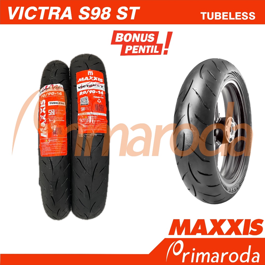 Sepasang Ban Tubeless 70/90-14 dan 80/90-14 Maxxis Victra S98ST